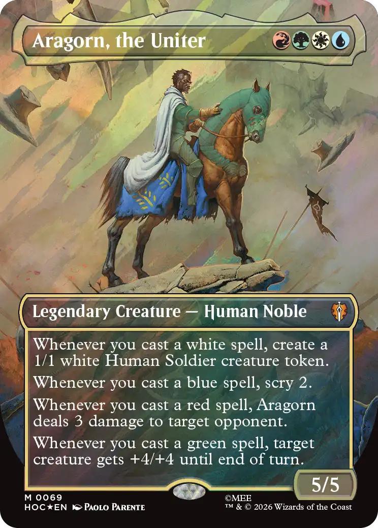 Aragorn, the Uniter [69] [Borderless] [Classic Artist] [The Hobbit: Commander] [Surge Foil]