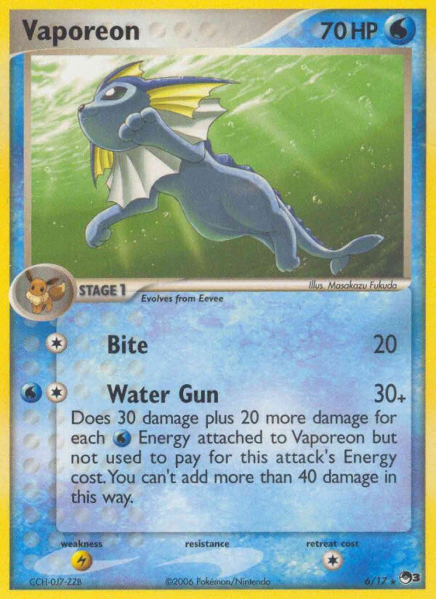 Vaporeon - 6/17 - Rare [pop3-6] [Non-Holo]