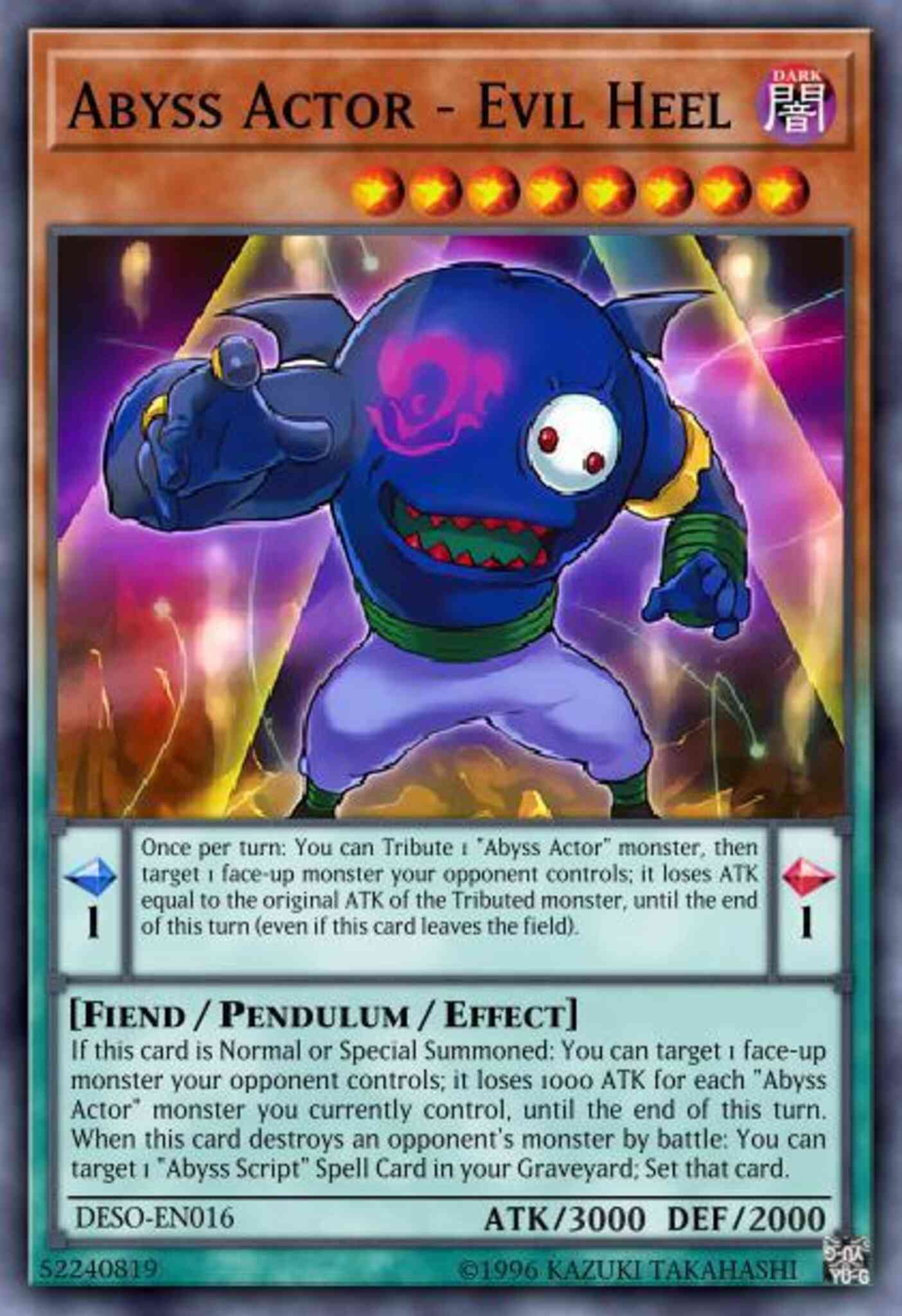Abyss Actor - Evil Heel - DESO-EN016 - Secret Rare - 1st Edition
