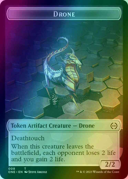 Drone Token (08) // Phyrexian Mite Token (11) [Phyrexia: All Will Be One: Tokens] [Foil]