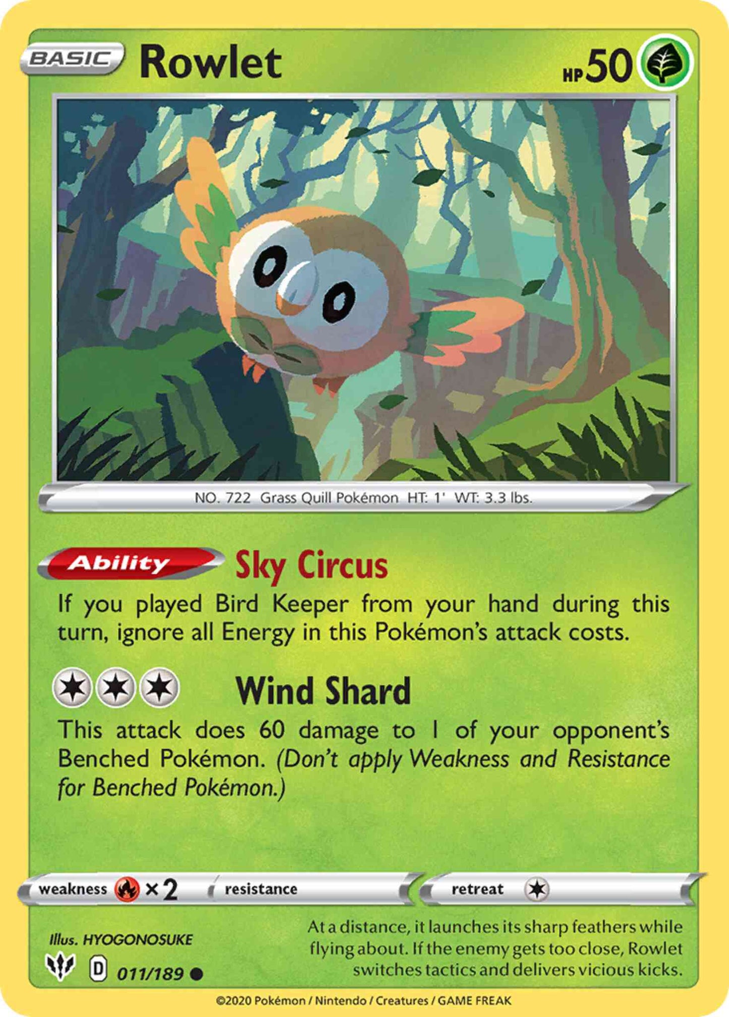 Rowlet - 011/189 - Common [swsh3-011] [Non-Holo]