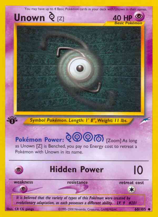Unown - 1st Edition [Z] - 60/105 - Uncommon - 1st Edition [neo4-60] [Non-Holo]