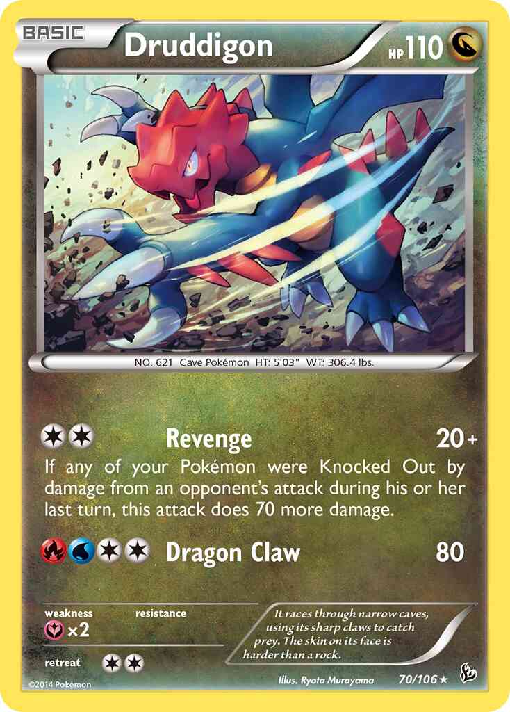 Druddigon - 70/106 - Rare Holo [xy2-70] [Reverse Holo]