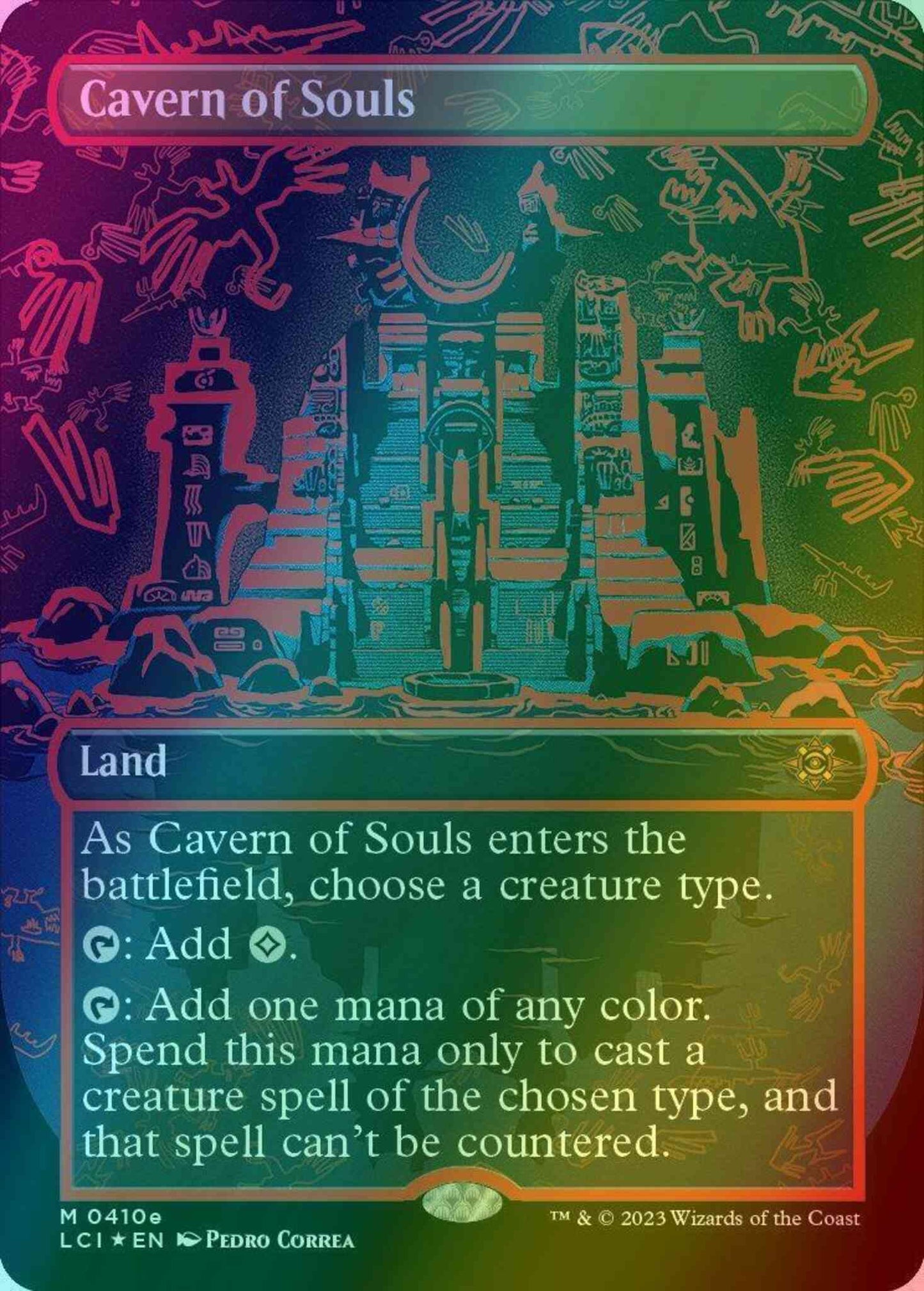 Cavern of Souls [410e] [Neon Ink Showcase] [Red] [The Lost Caverns of Ixalan] [Foil]