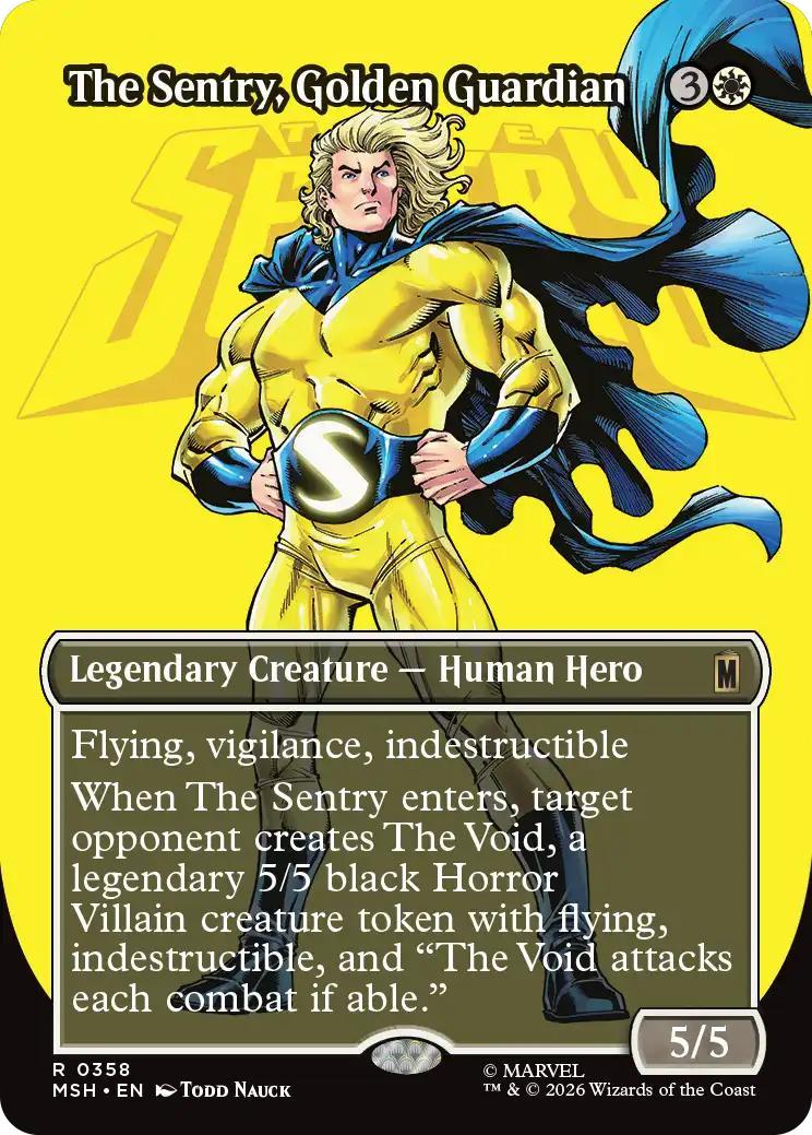The Sentry, Golden Guardian [358] [Borderless] [Logo] [Marvel Super Heroes] [Non-Foil]