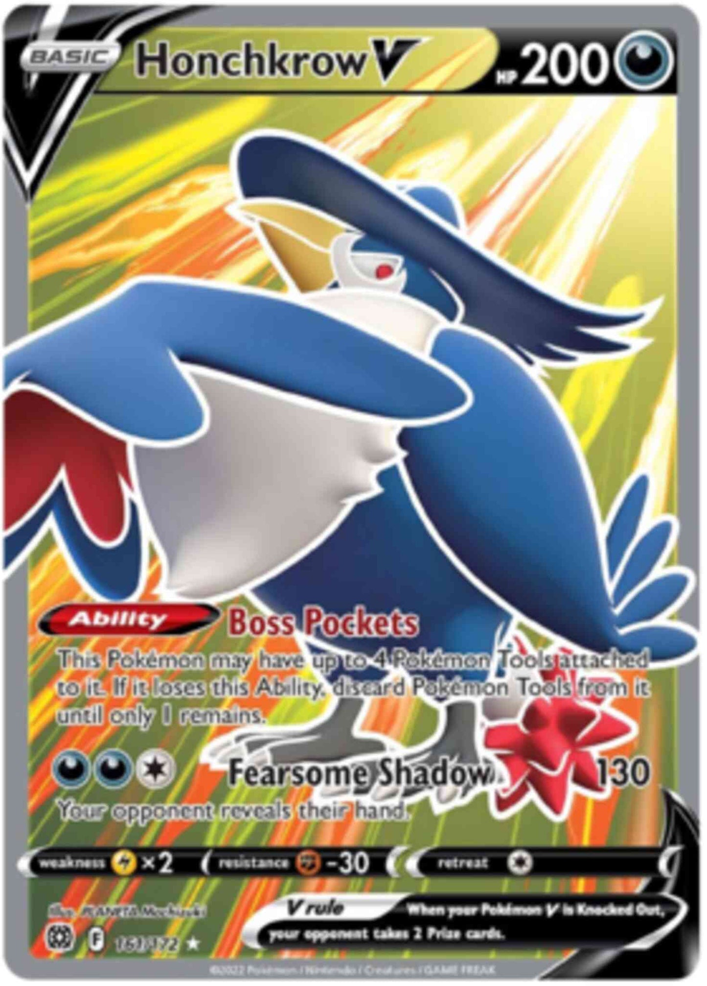 Honchkrow V - 161/172 - Rare Ultra [swsh9-161] [Ultra]