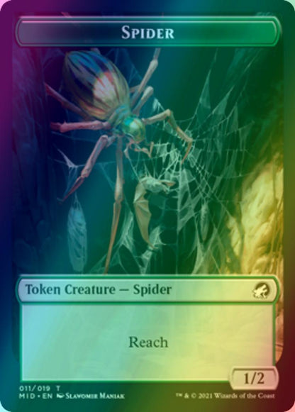 Human Token (01) // Spider Token (11) [Innistrad: Midnight Hunt: Tokens] [Foil]