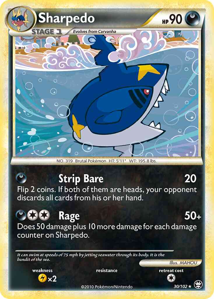 Sharpedo - 30/102 - Rare [hgss4-30] [Non-Holo]