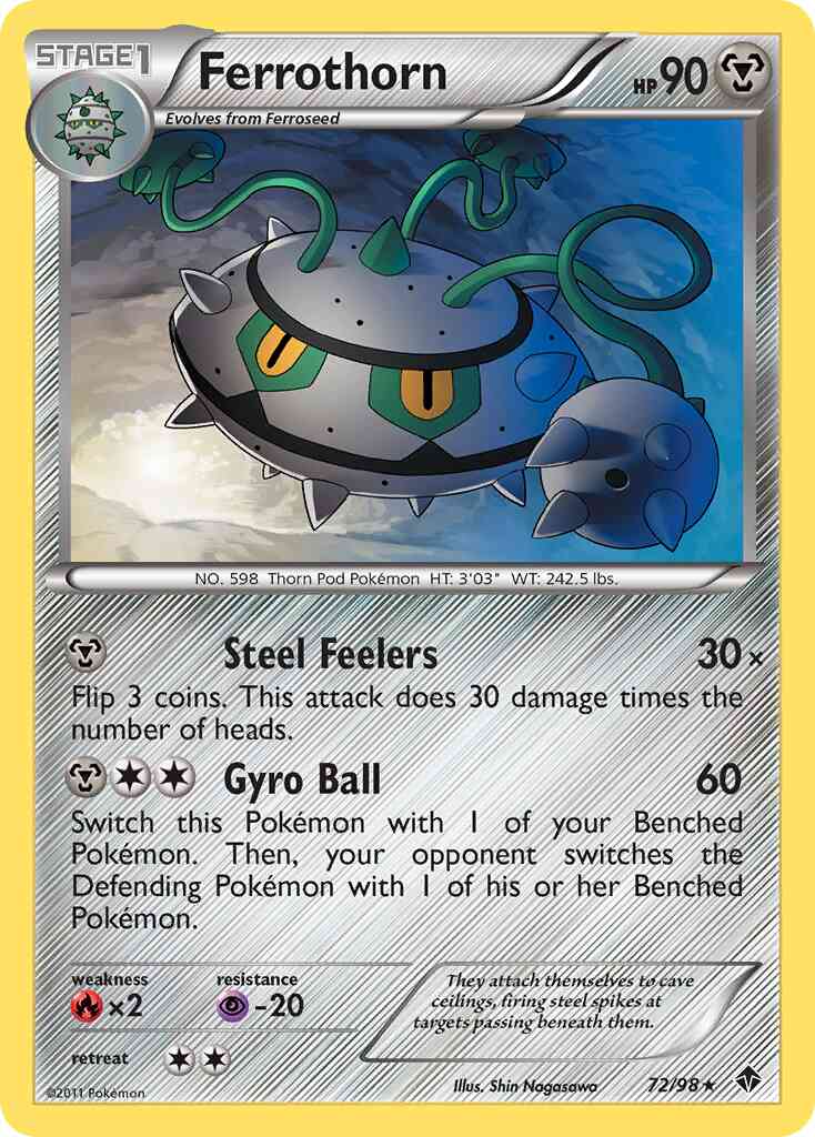 Ferrothorn - 72/98 - Rare [bw2-72] [Reverse Holo]