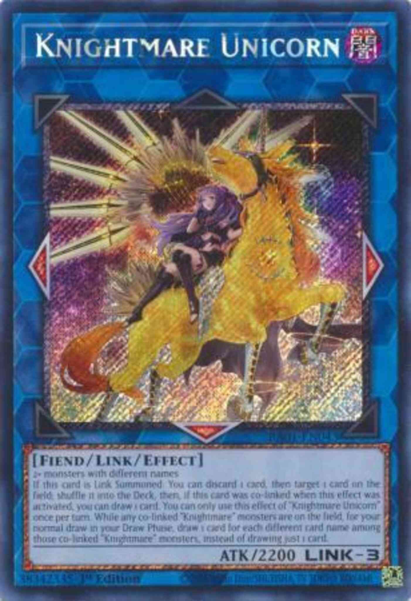 Knightmare Unicorn - Alternate Art - RA01-EN043 - Platinum Secret Rare - 1st Edition