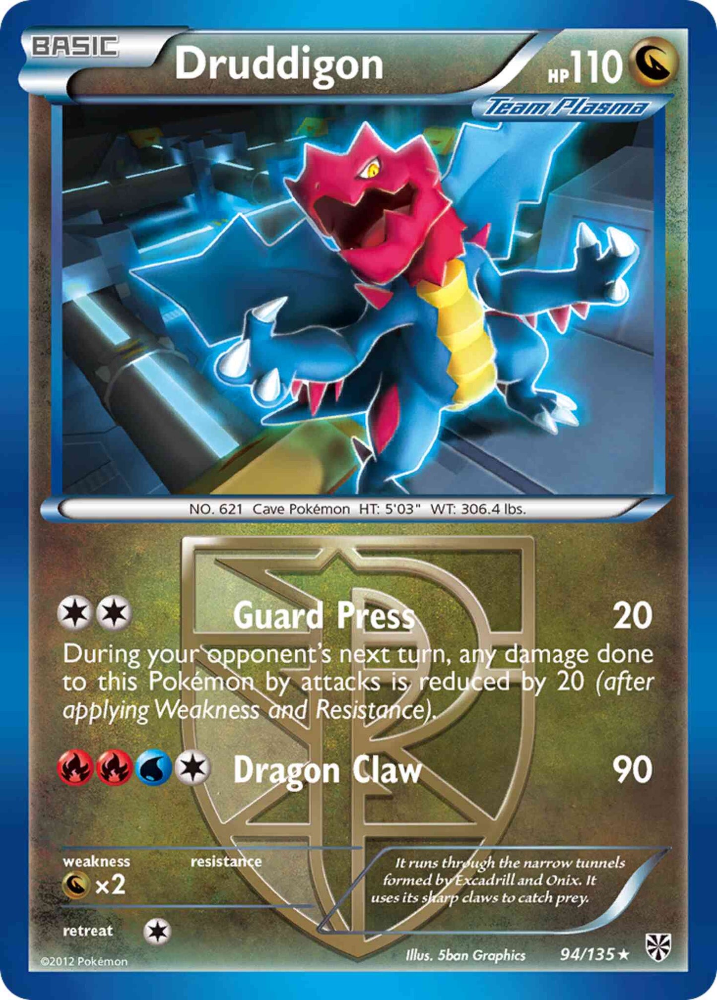 Druddigon - 94/135 - Rare [bw8-94] [Reverse Holo]