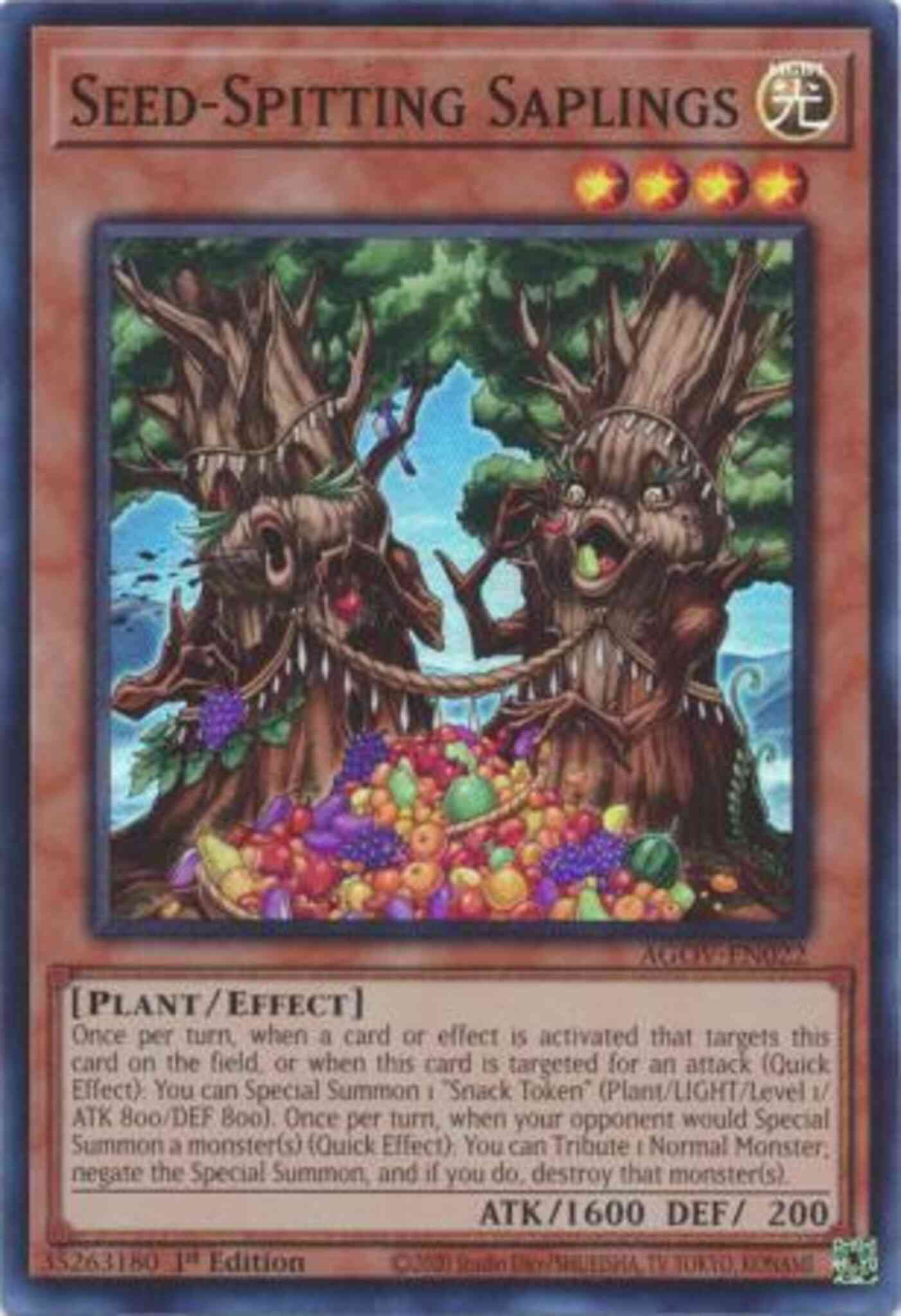 Seed-Spitting Saplings - AGOV-EN022 - Super Rare - 1st Edition