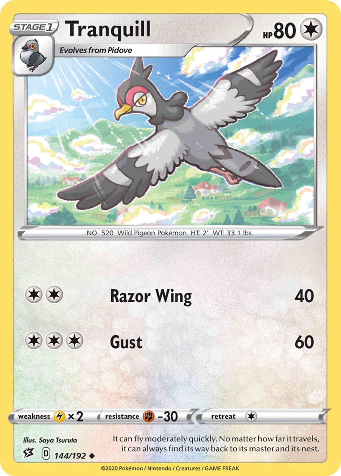 Tranquill - 144/192 - Uncommon [swsh2-144] [Reverse Holo]