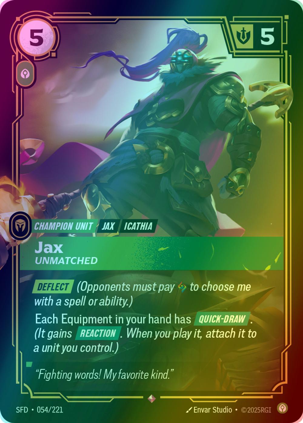 Jax - Unmatched - 054/221 [Spiritforged] [Foil]