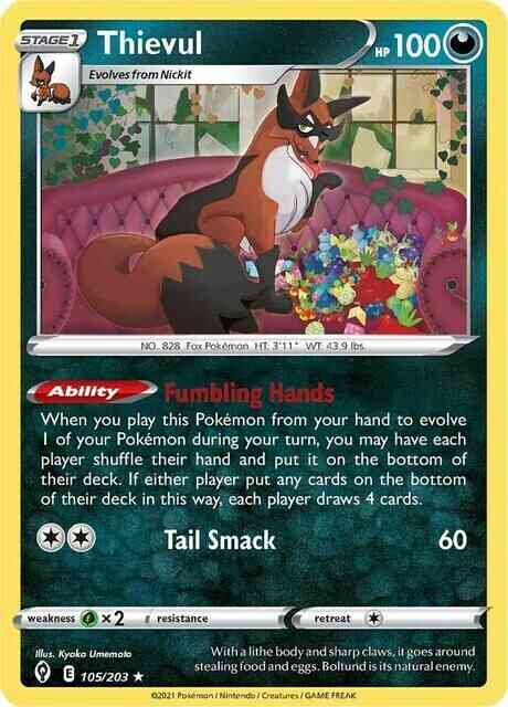 Thievul - 105/203 - Rare [swsh7-105] [Reverse Holo]