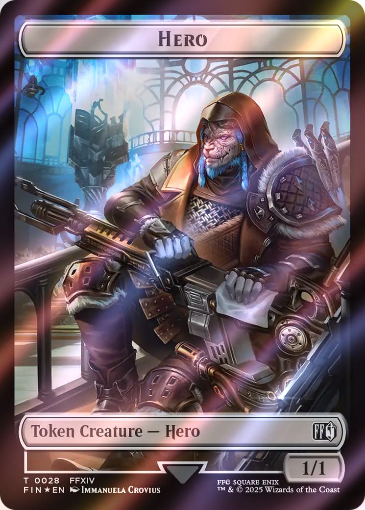 Bird Token (04) // Hero Token (28) [FINAL FANTASY: Commander: Tokens] [Surge Foil]