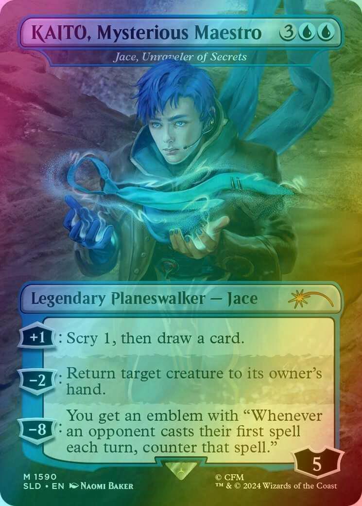 KAITO, Mysterious Maestro - Jace, Unraveler of Secrets [1590] [Borderless] [Hatsune Miku: Electric Entourage] [Secret Lair Drop] [Foil]