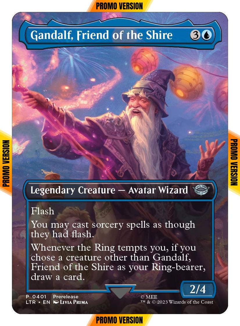 Gandalf, Friend of the Shire [401] [Borderless] [Prerelease] [The Lord of the Rings: Tales of Middle-earth] [Non-Foil]