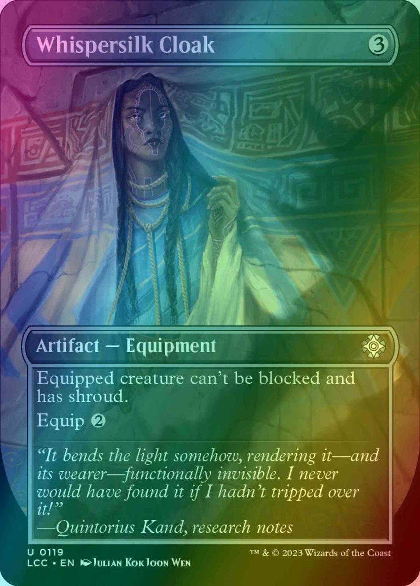 Whispersilk Cloak [119] [Borderless] [The Lost Caverns of Ixalan: Commander] [Foil]