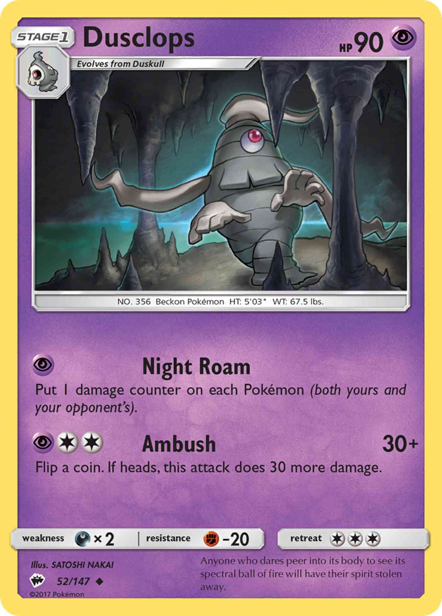 Dusclops - 52/147 - Uncommon [sm3-52] [Reverse Holo]