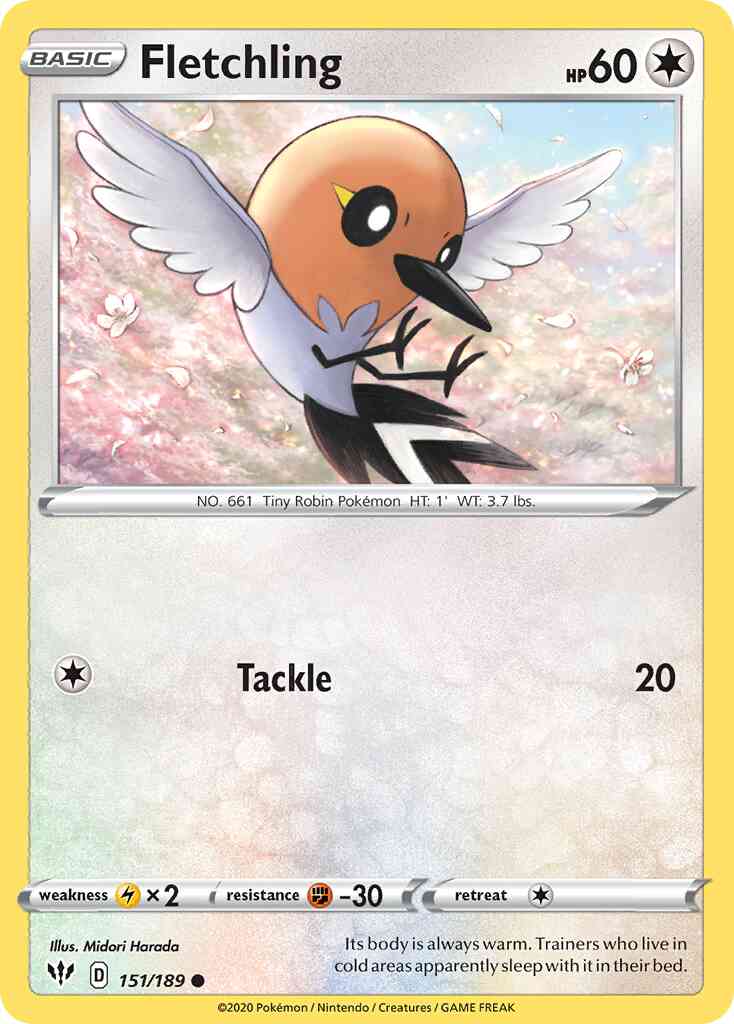 Fletchling - 151/189 - Common [swsh3-151] [Reverse Holo]