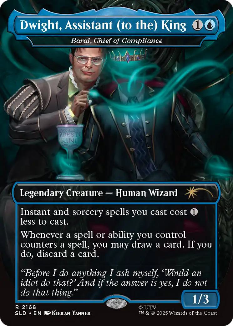 Dwight, Assistant (to the) King - Baral, Chief of Compliance [2168] [Borderless] [The Office: Dwight's Destiny] [Secret Lair Drop] [Non-Foil]