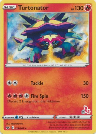 Turtonator - 29/202 - Rare - Cinderace Stamp [ba02-CIN39] [Non-Holo]