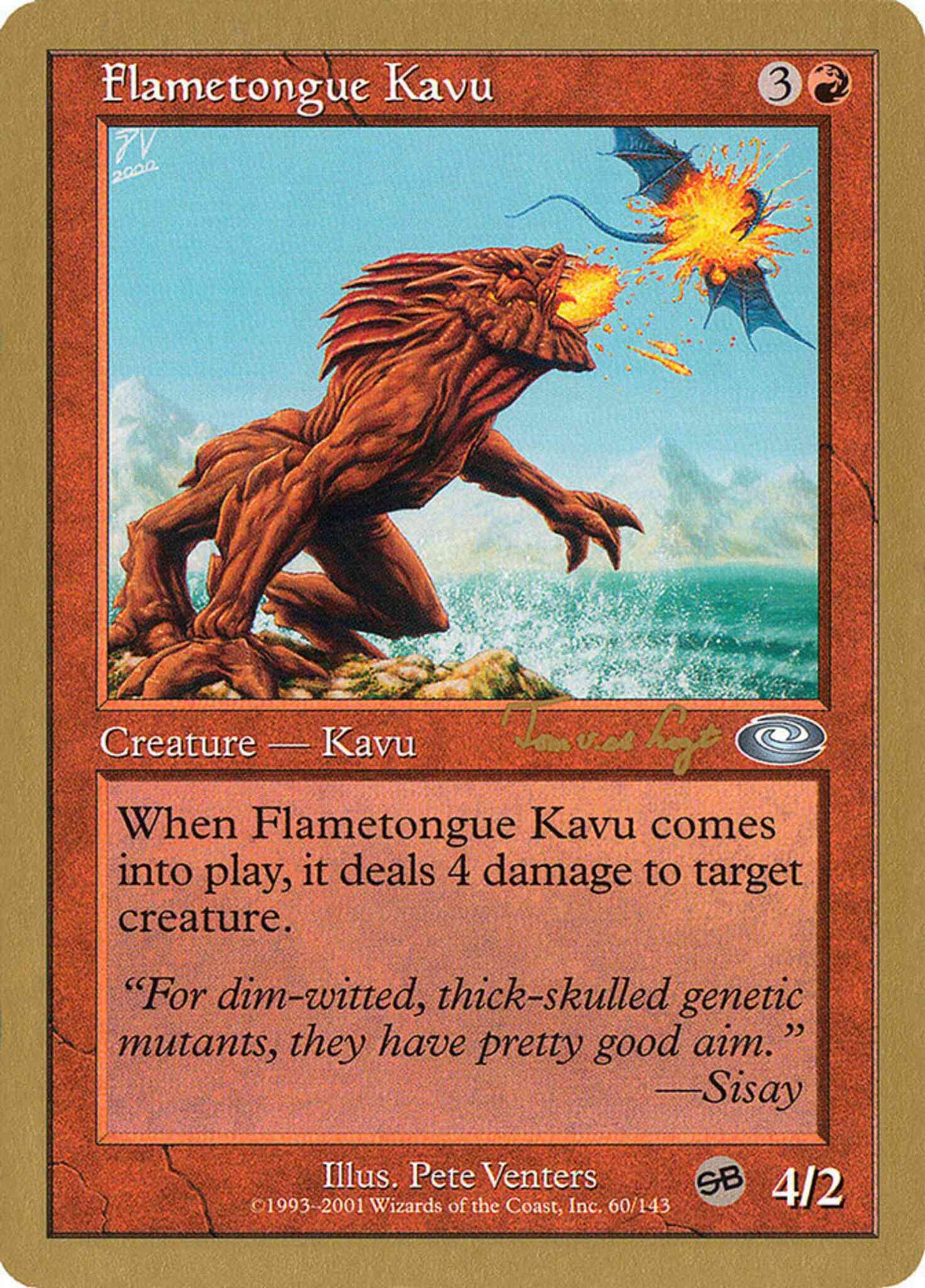 Flametongue Kavu [tvdl60sb] [Tom van de Logt] [Sideboard] [World Championship Decks 2001] [Non-Foil]