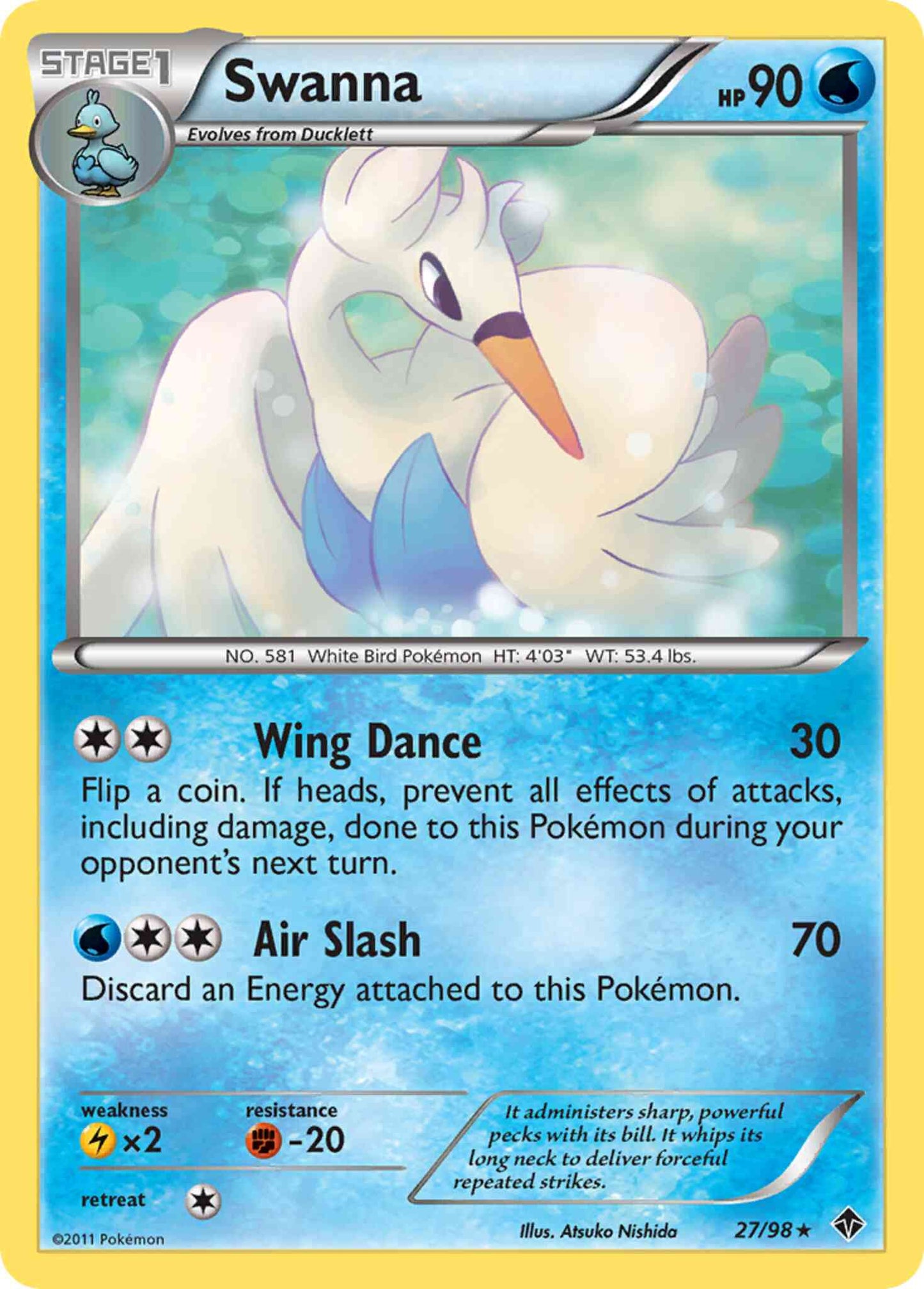 Swanna - 27/98 - Rare [bw2-27] [Reverse Holo]