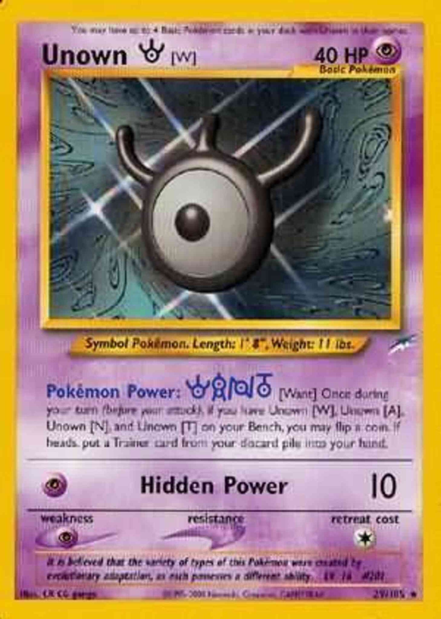 Unown - Unlimited [W] - 29/105 - Rare - Unlimited [neo4U-29] [Non-Holo]