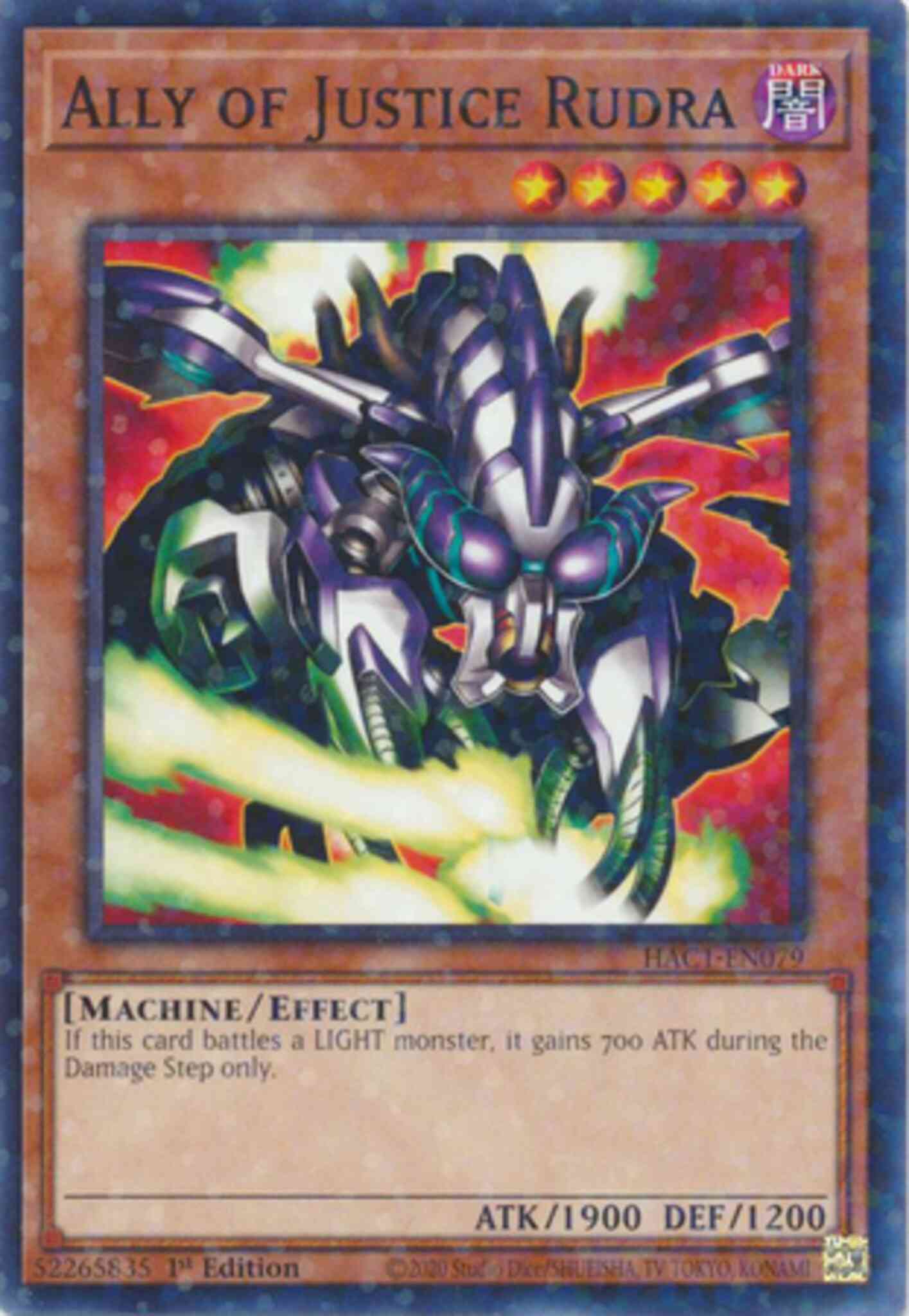Ally of Justice Rudra - HAC1-EN079 - Duel Terminal Normal Parallel Rare - 1st Edition