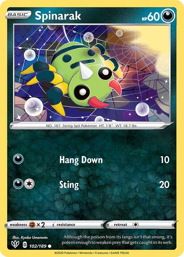 Spinarak - 102/189 - Common [swsh3-102] [Reverse Holo]