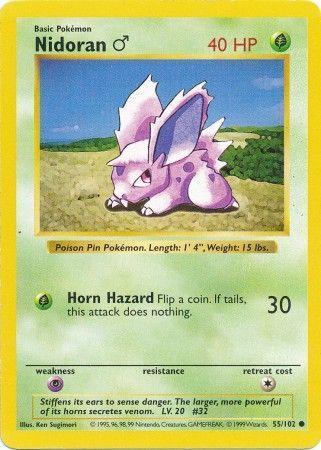 Nidoran♂ - 55/102 - Common - Shadowless [base1S-55] [Non-Holo]