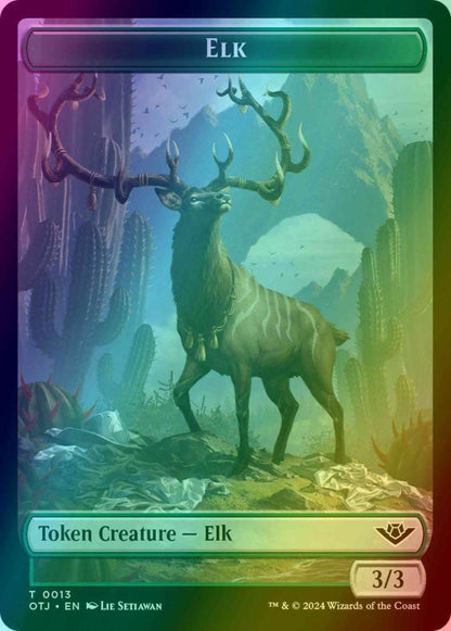 Elk Token (13) // Mercenary Token (10) [Outlaws of Thunder Junction: Tokens] [Foil]