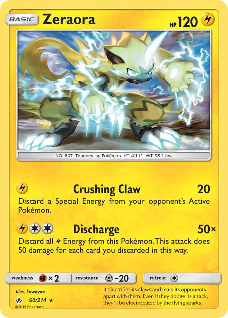 Zeraora - 60/214 - Rare [sm10-60] [Reverse Holo]