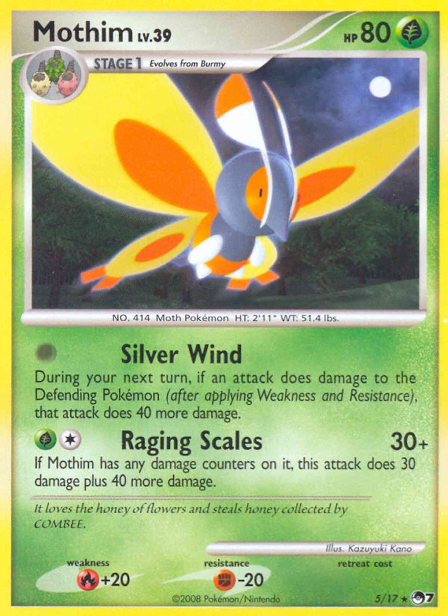 Mothim - 5/17 - Rare [pop7-5] [Non-Holo]