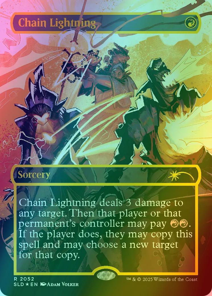 Chain Lightning [2052] [Borderless] [Everything Is On Fire] [Secret Lair Drop] [Raised Foil]