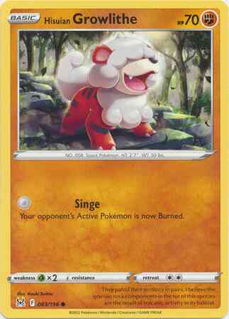 Hisuian Growlithe - 083/196 - Common [swsh11-083] [Non-Holo]