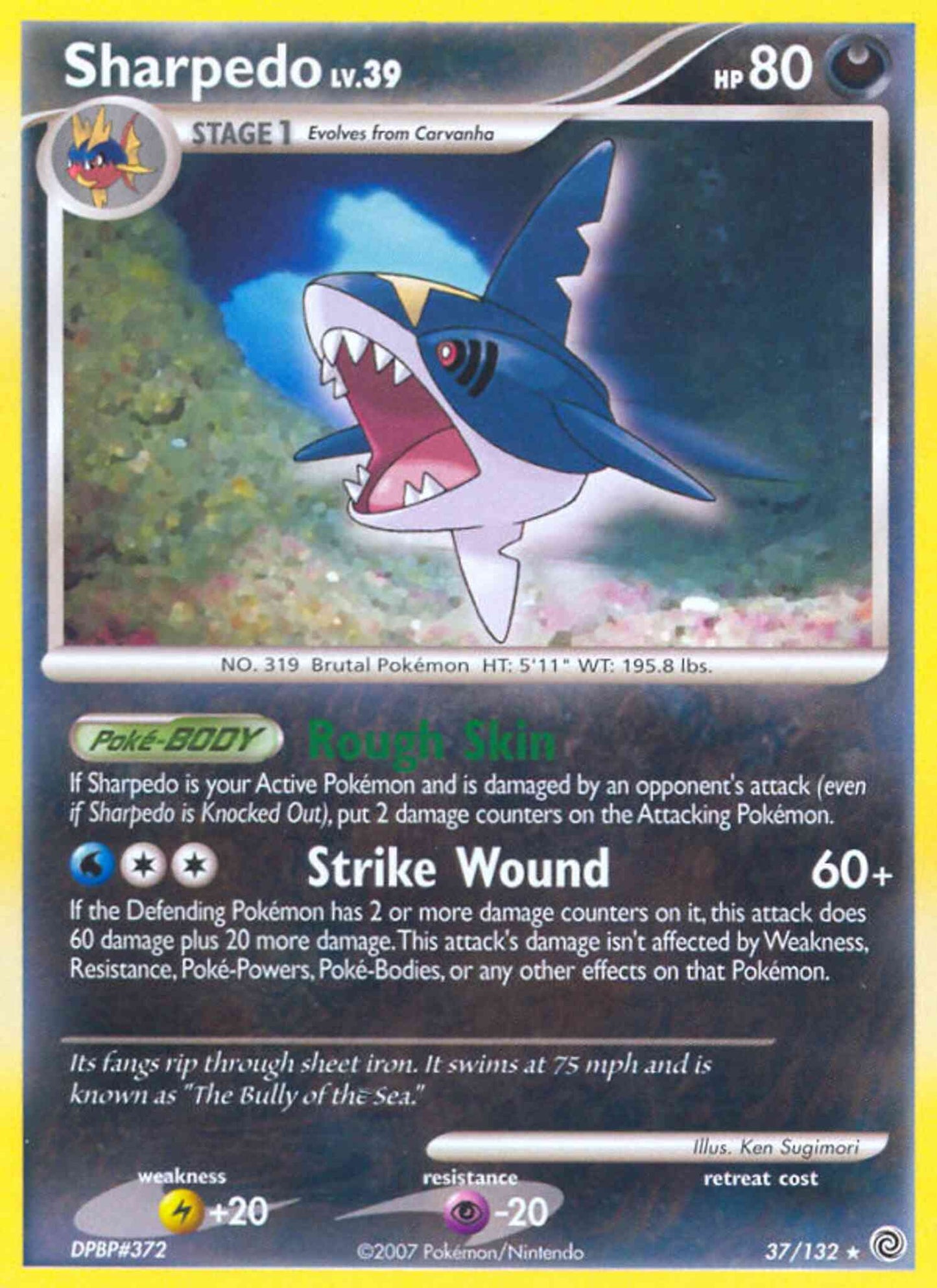 Sharpedo - 37/132 - Rare [dp3-37] [Non-Holo]