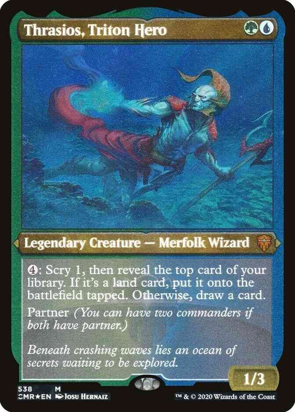 Thrasios, Triton Hero [538] [Commander Legends] [Etched Foil]