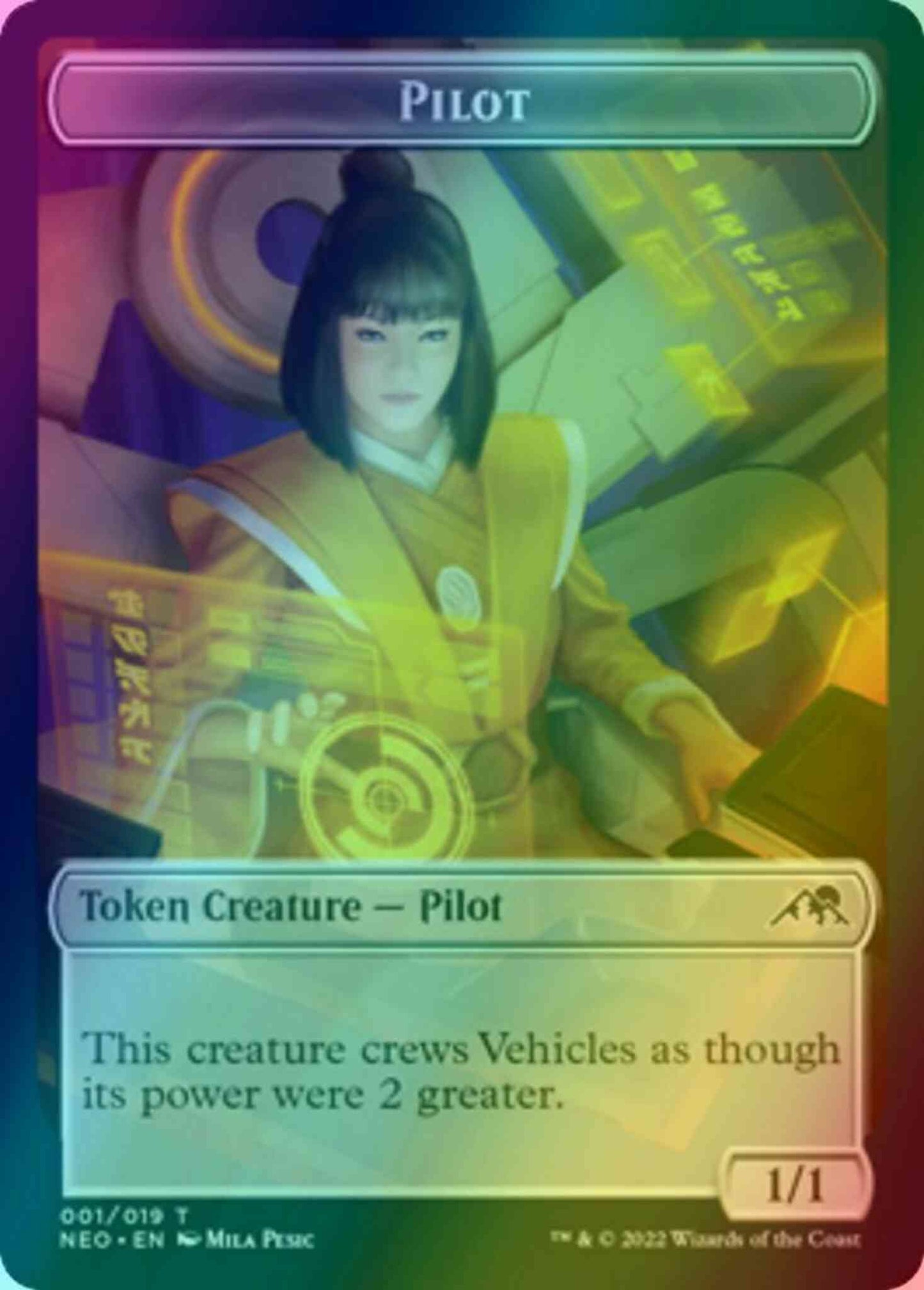 Pilot Token (01) // Spirit Token (02) [Kamigawa: Neon Dynasty: Tokens] [Foil]