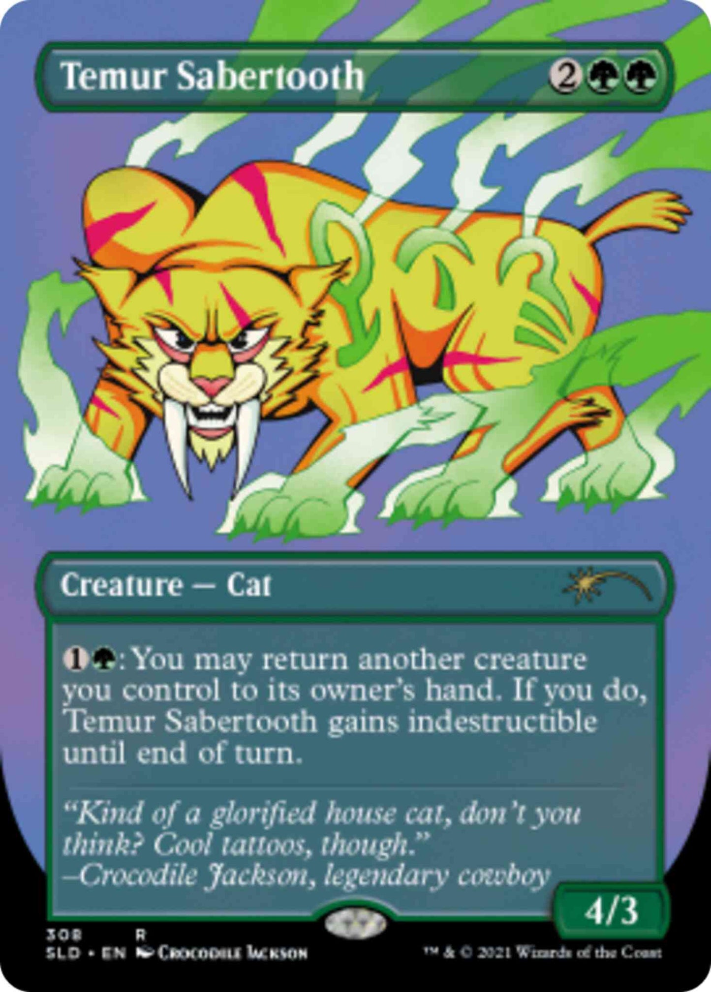 Temur Sabertooth [0308] [Borderless] [Crocodile Jackson] [Secret Lair Drop] [Non-Foil]
