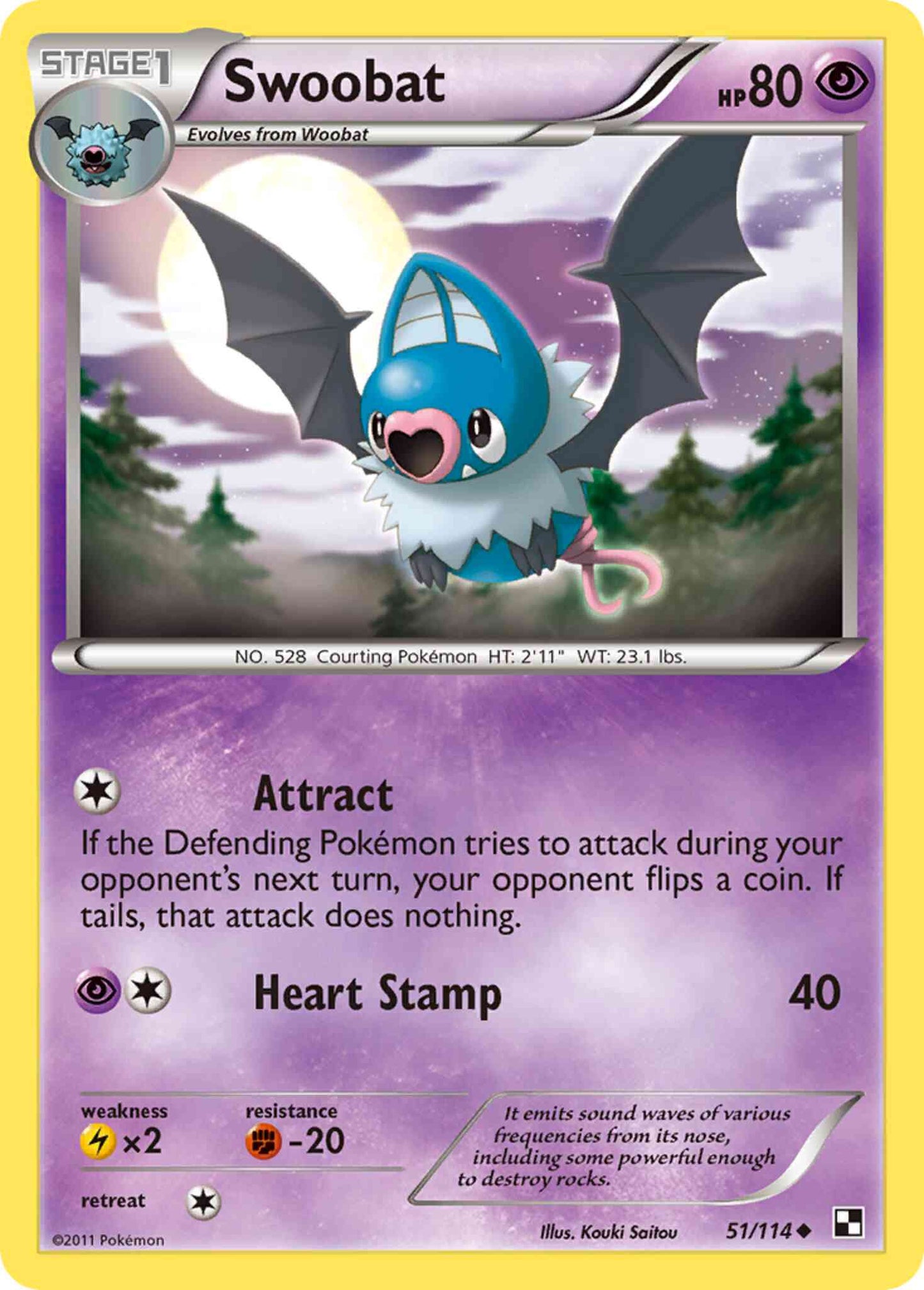 Swoobat - 51/114 - Uncommon [bw1-51] [Reverse Holo]