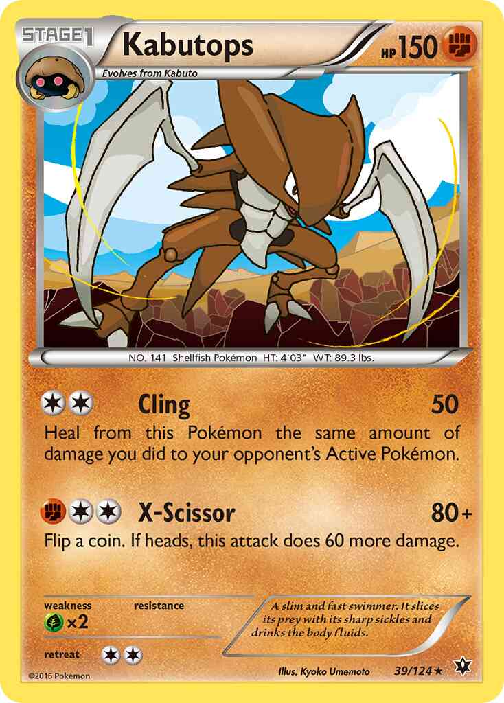 Kabutops - 39/124 - Rare [xy10-39] [Reverse Holo]