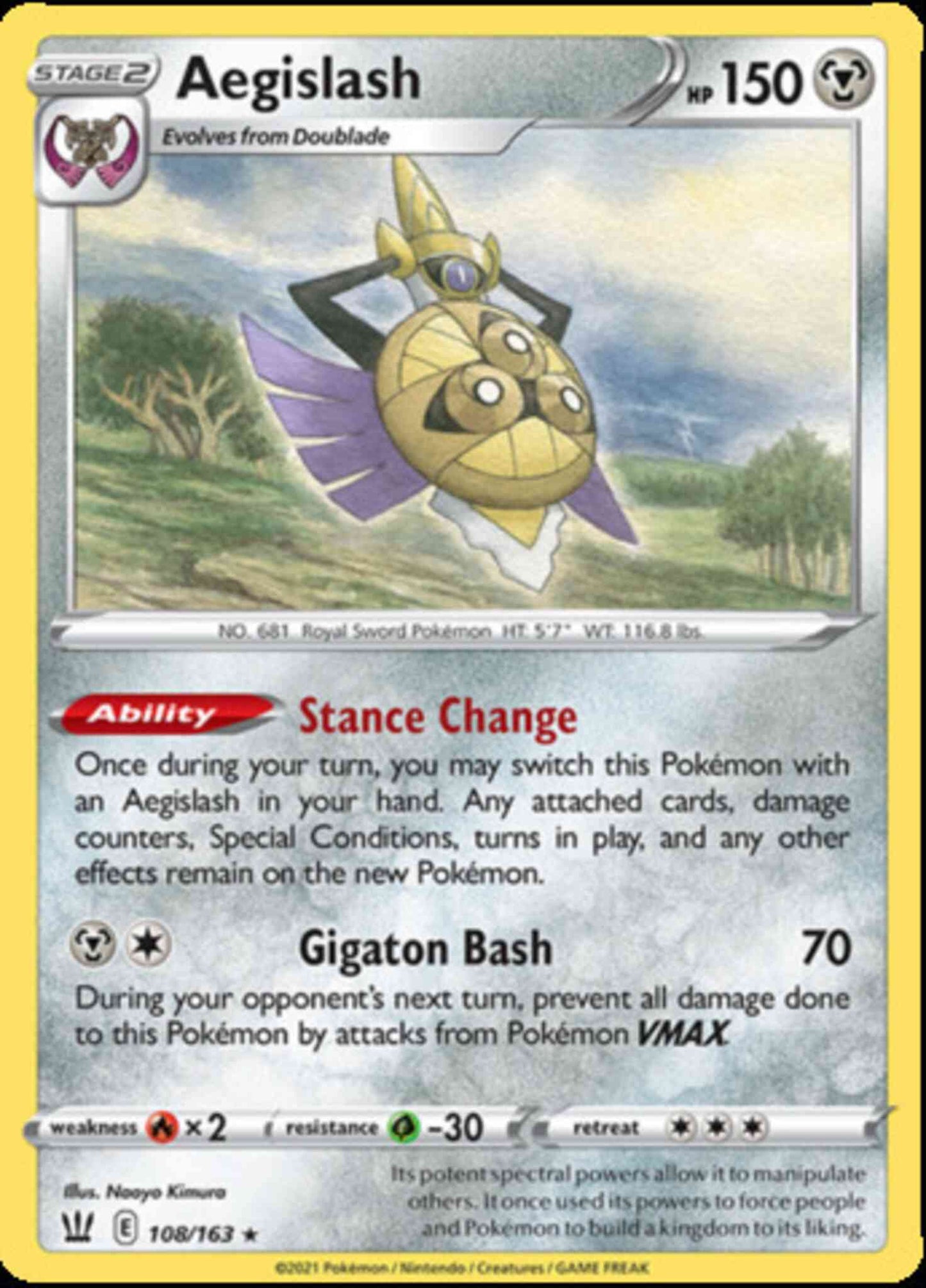 Aegislash - 108/163 - Rare [swsh5-108] [Reverse Holo]