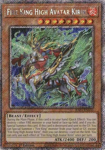 Fire King High Avatar Kirin - RA05-EN032 - Platinum Secret Rare - 1st Edition