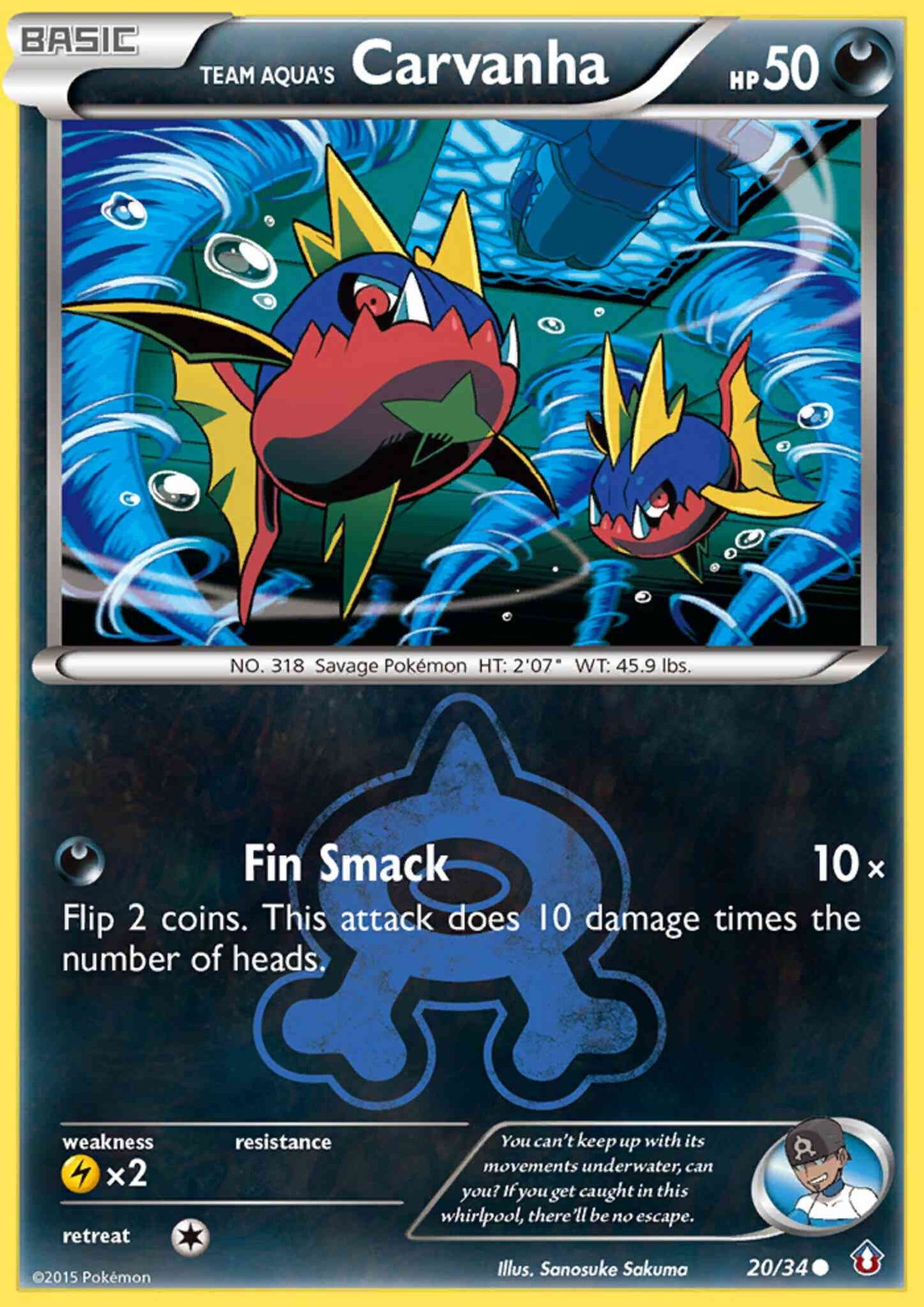 Team Aqua's Carvanha - 20/34 - Common [dc1-20] [Reverse Holo]