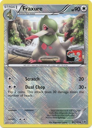 Fraxure - 87 - Promotional - Crosshatch Holo Pokemon League Legend Season 2012 [Reverse Holo]