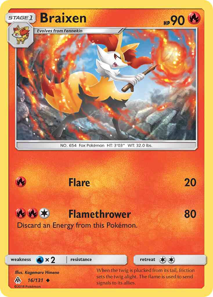 Braixen - 16/131 - Uncommon [sm6-16] [Non-Holo]