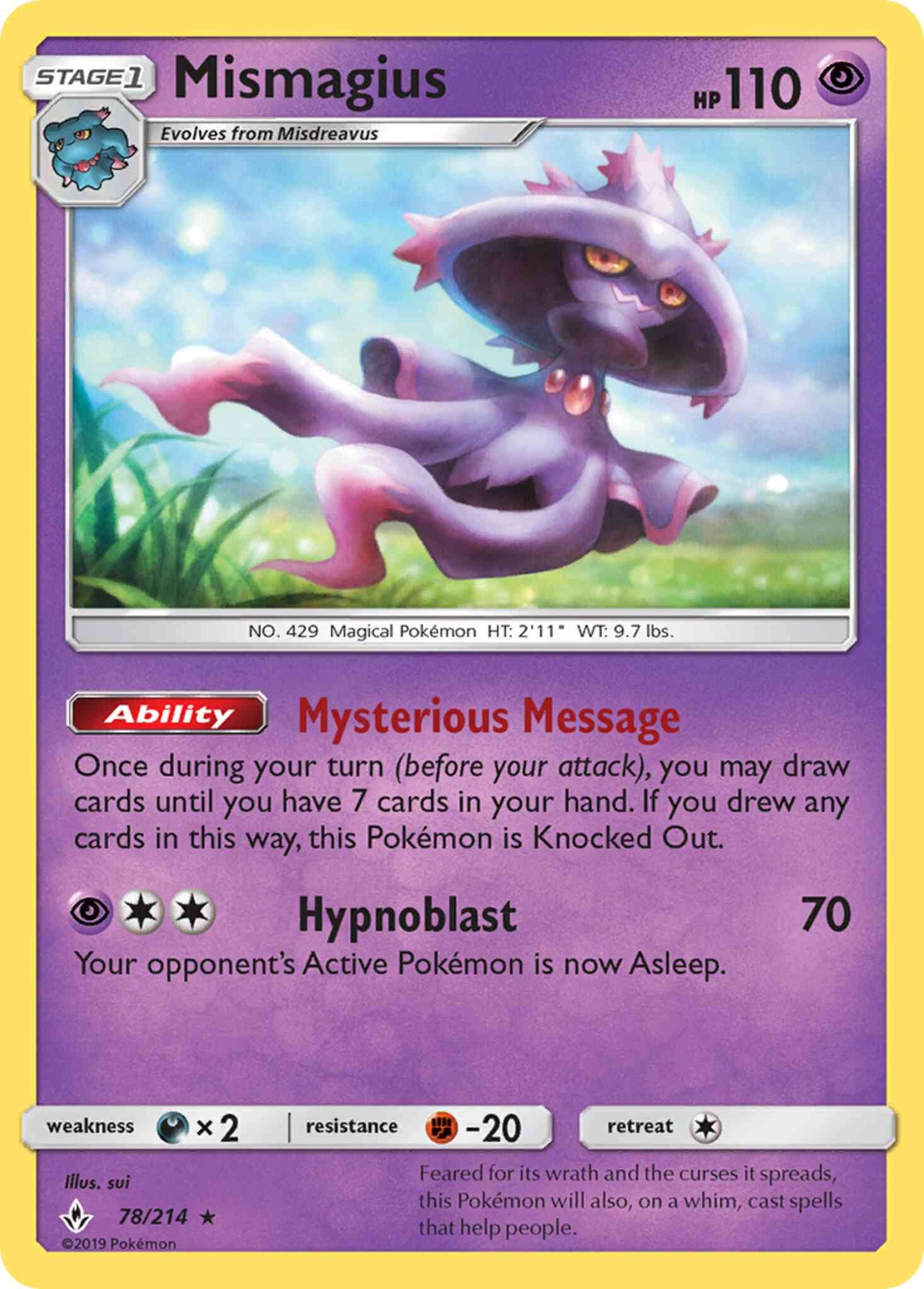 Mismagius - 78/214 - Rare [sm10-78] [Reverse Holo]